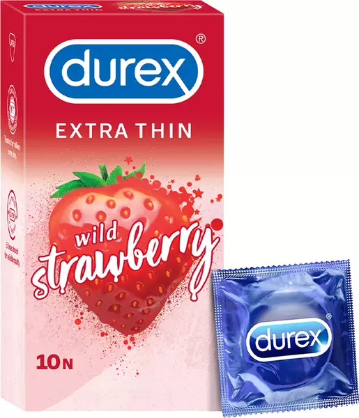 Durex Extra Thin Wild Strawberry Flavoured Condoms